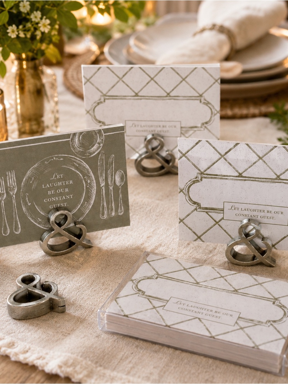 Mary & Martha NWT Ampersand Place Card Holders & Cards Set Discontinued